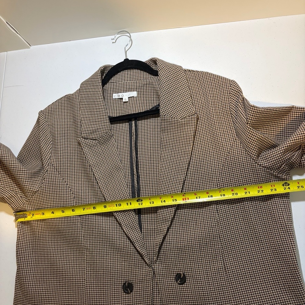 Cleo brown houndstooth Check Blazer Jacket Office Work Wear Size XXL stretch - Picture 11 of 11